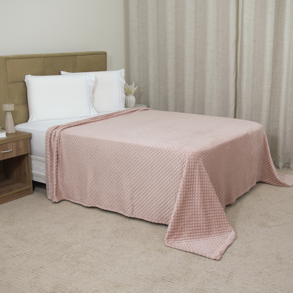 Manta Cobertor Delicatta Fleece Bolinha 220 x 240 cm Rosa