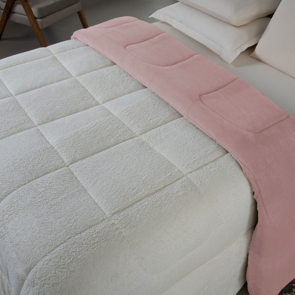 Coberdrom Soft Queen Dupla Face Sherpa Carneiro 230 x 250 cm Rosa