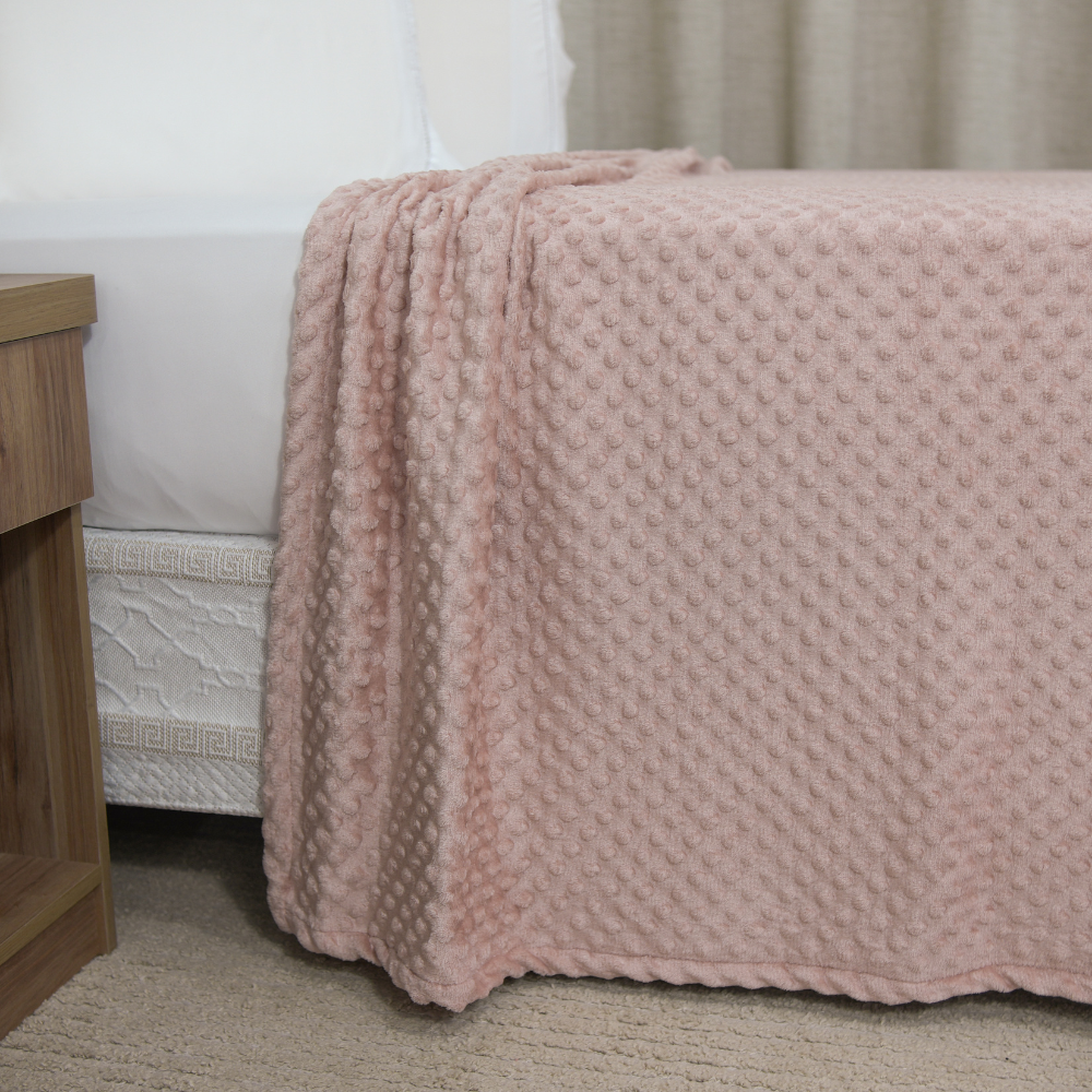 Manta Cobertor Delicatta Fleece Bolinha 220 x 240 cm Rosa