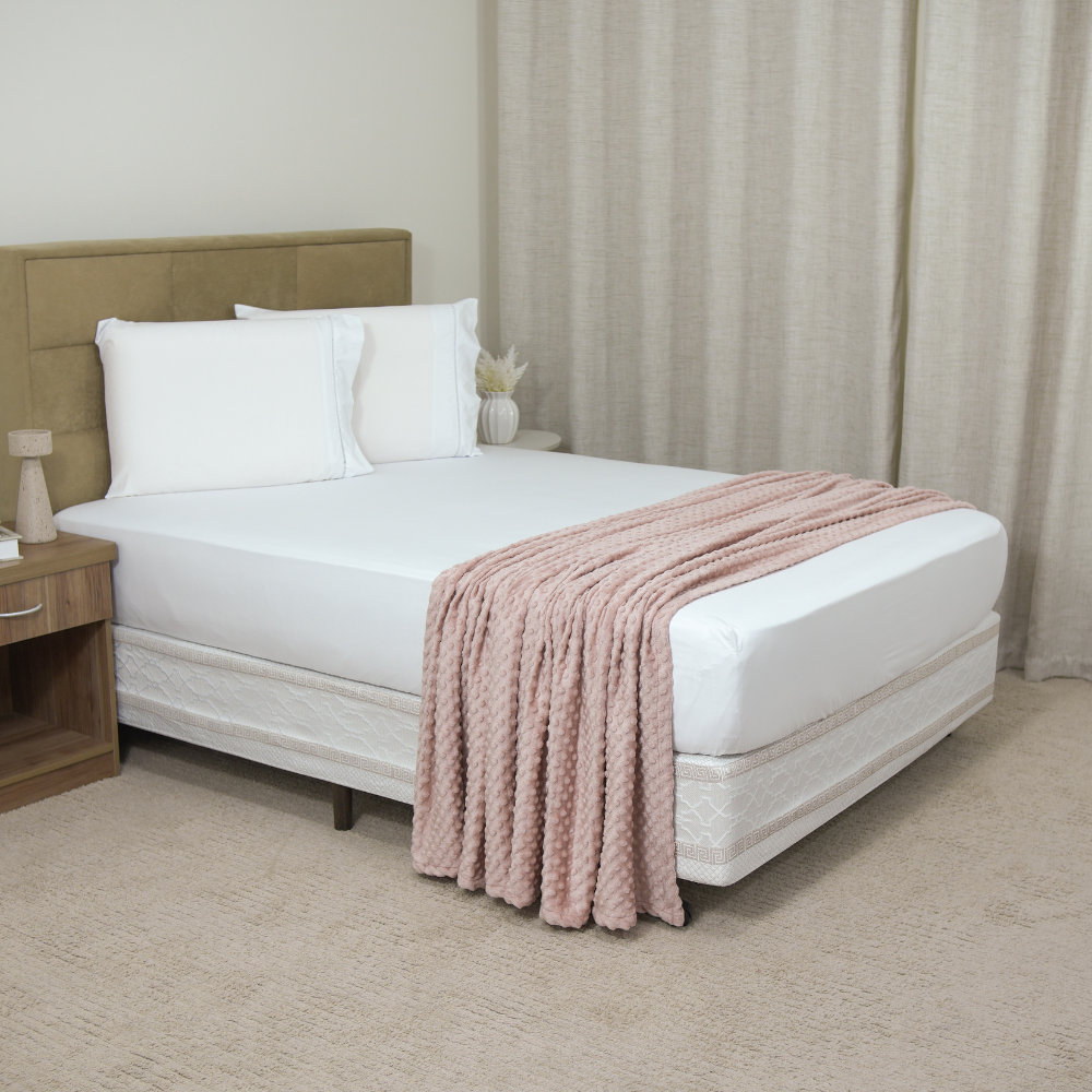 Manta Cobertor Delicatta Fleece Bolinha 220 x 240 cm Rosa