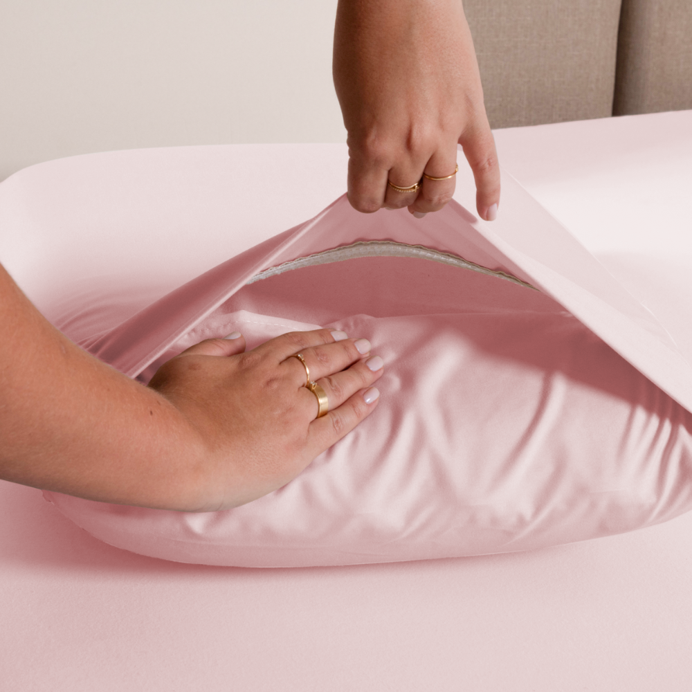 Par de Fronhas Ponto Palito 70 x 50 cm Micropercal 300 Fios 2 Peças Rose
