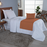 Kit Peseira Solteiro 3 Peças Microfibra Matelassê com Almofada Cheia Terracota