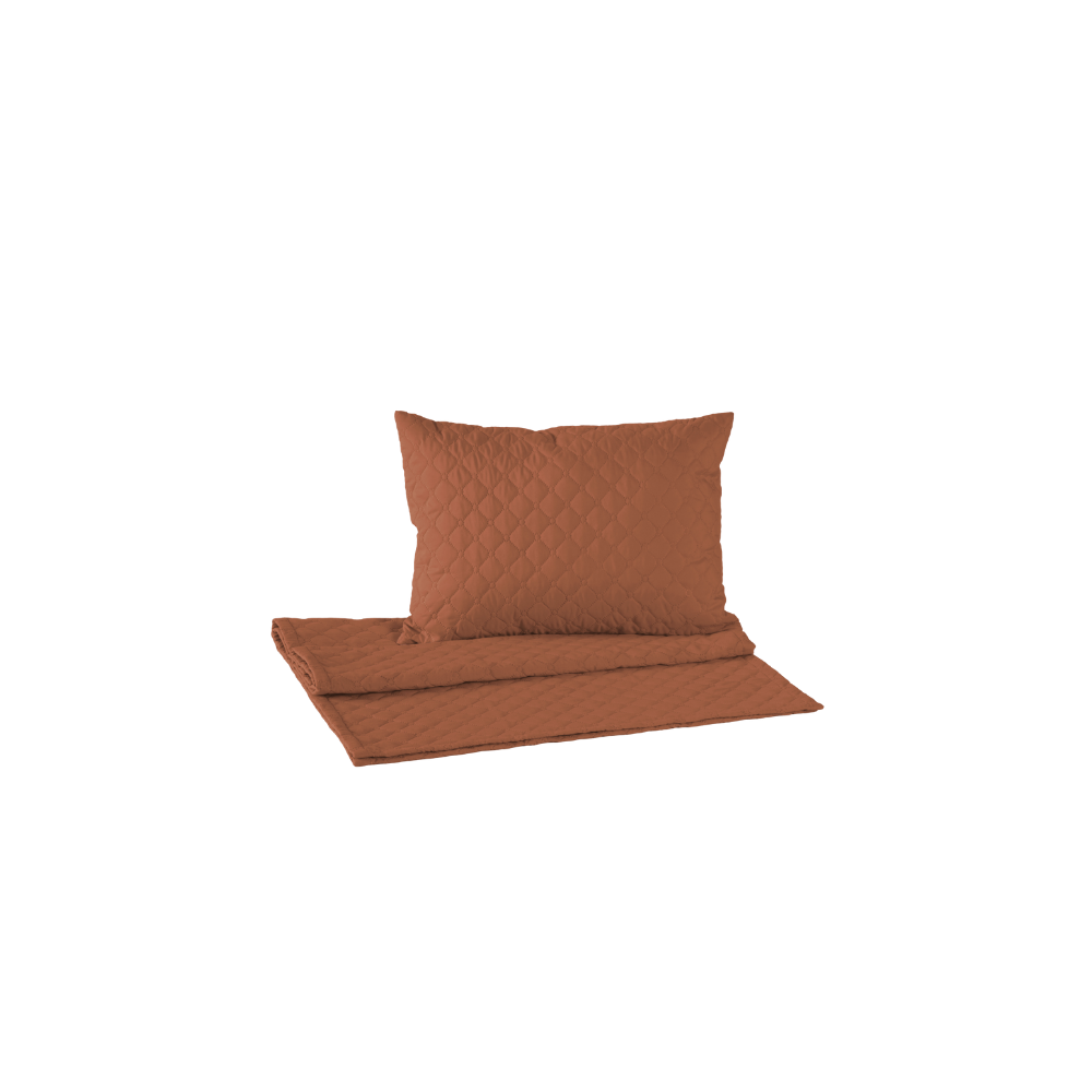 Kit Peseira Solteiro 3 Peças Microfibra Matelassê com Almofada Cheia Terracota