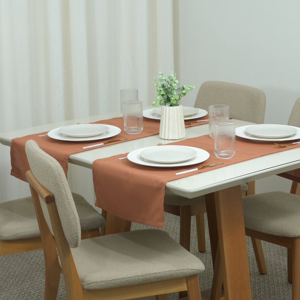 Caminho de Mesa Essence Tecido Linho 40 x 130 cm Terracota