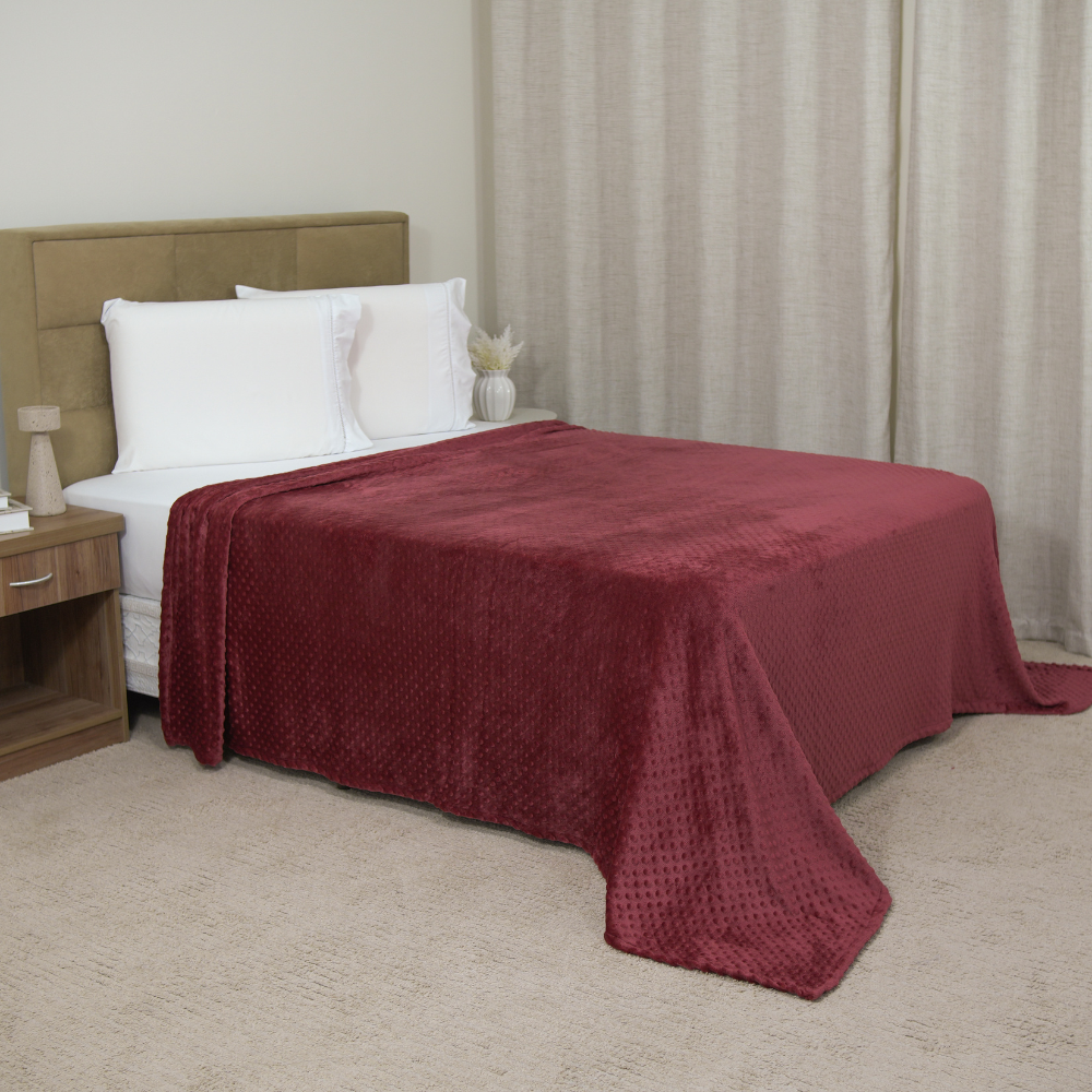 Manta Cobertor Delicatta Fleece Bolinha 220 x 240 cm Vermelho