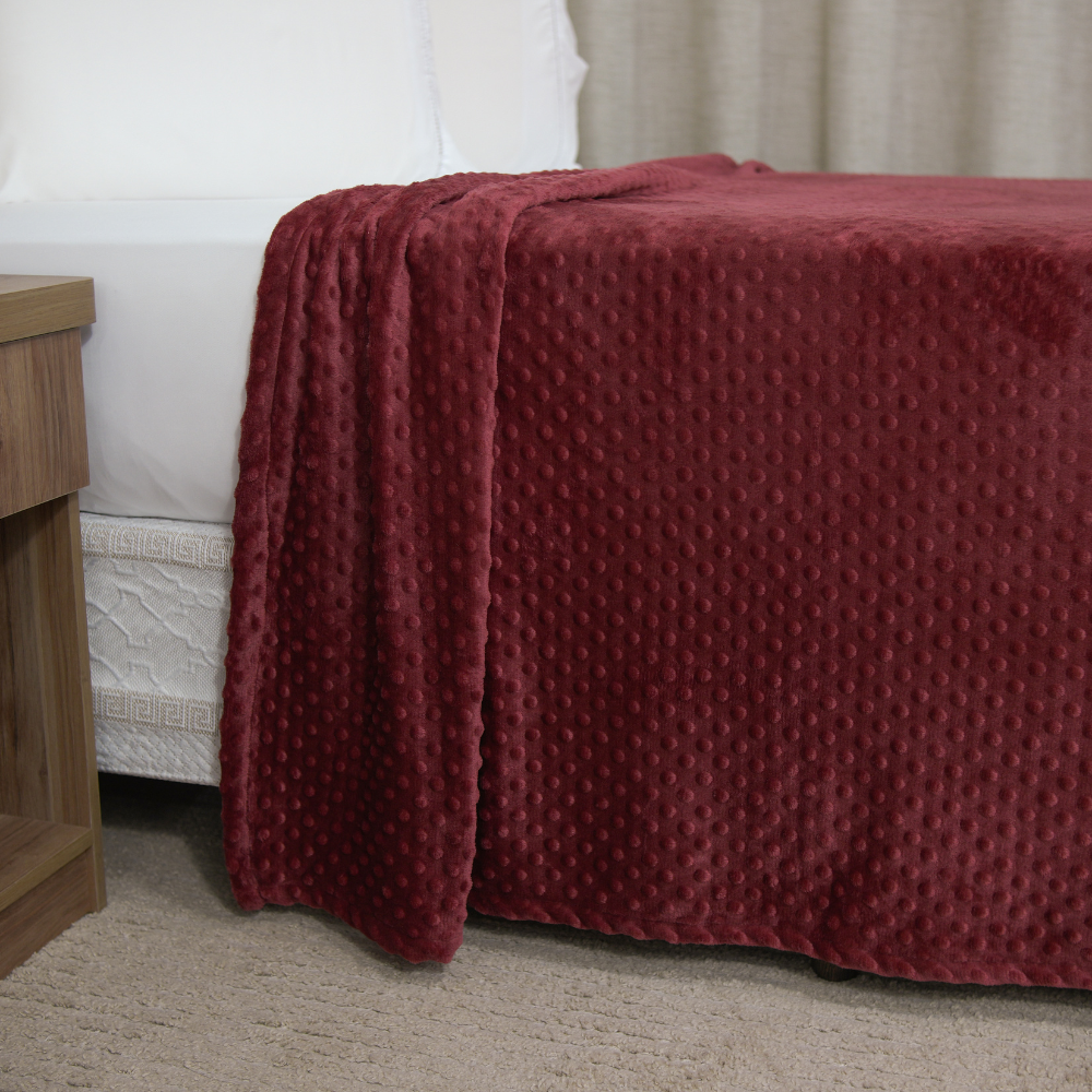 Manta Cobertor Delicatta Fleece Bolinha 220 x 240 cm Vermelho
