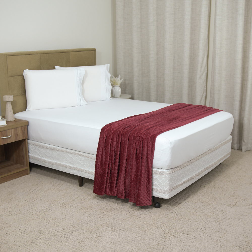 Manta Cobertor Delicatta Fleece Bolinha 220 x 240 cm Vermelho