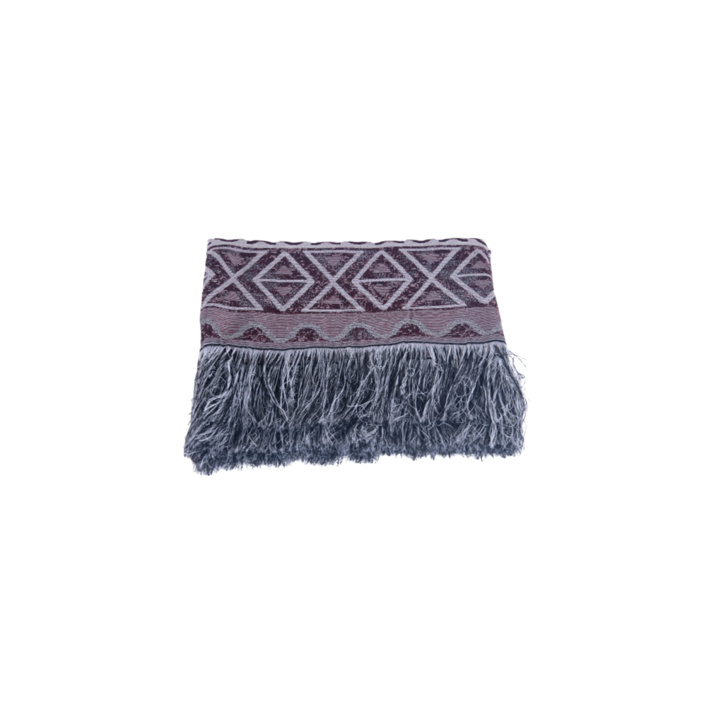 Manta para Sofá Luxor Jacquard com Franja 2,10 x 1,35 m Vinho Geométrico