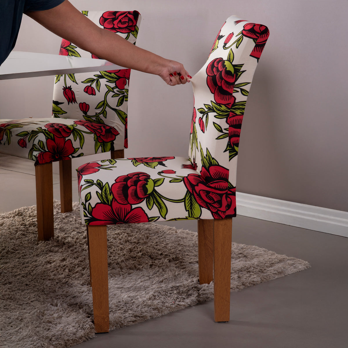 Capa para Cadeira de Jantar com Elástico Roseiral