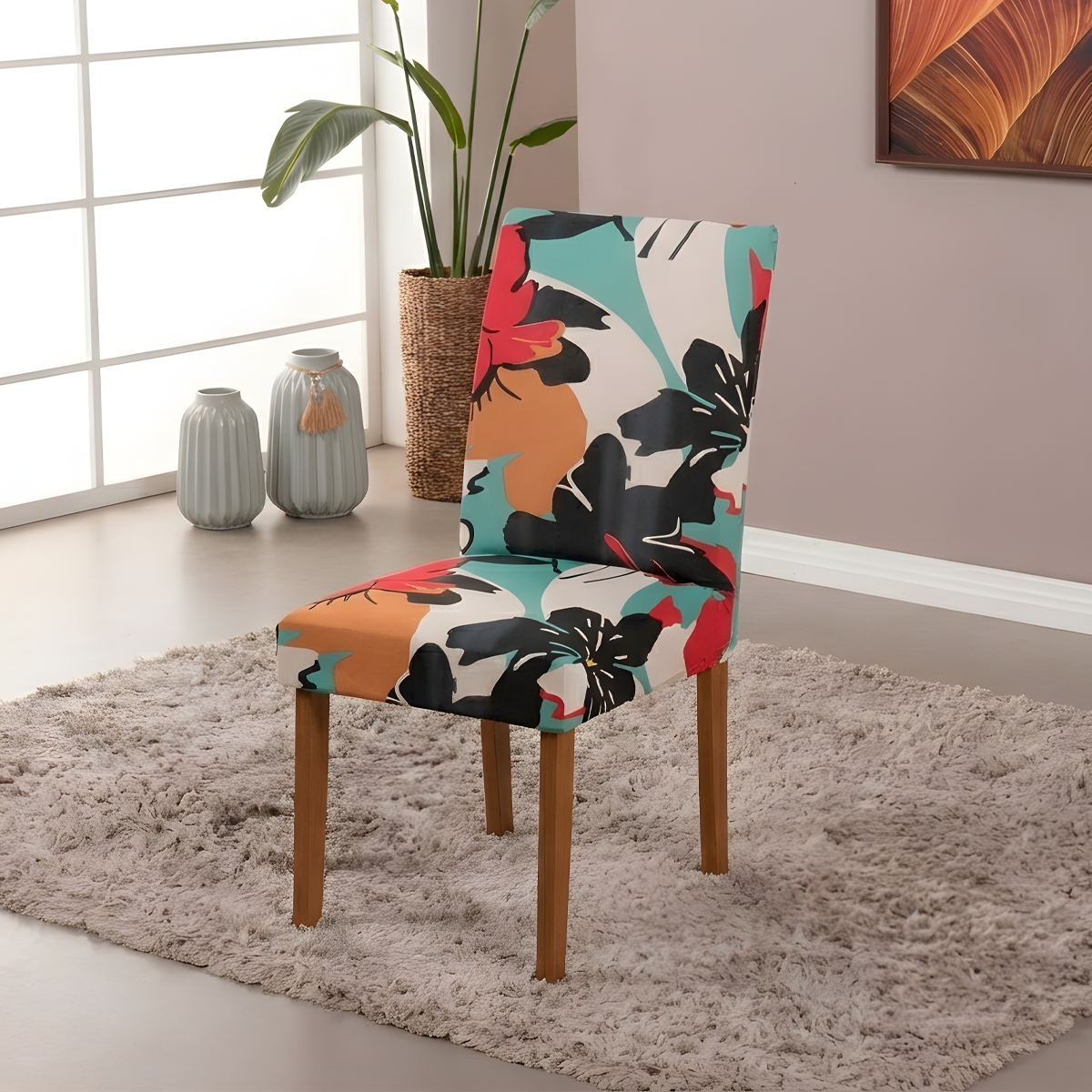 Capa para Cadeira de Jantar com Elástico Florata Abstrata