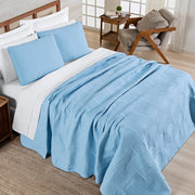 Cobre Leito Arcos King 3 Peças Micropercal 200 Fios Matelado Azul