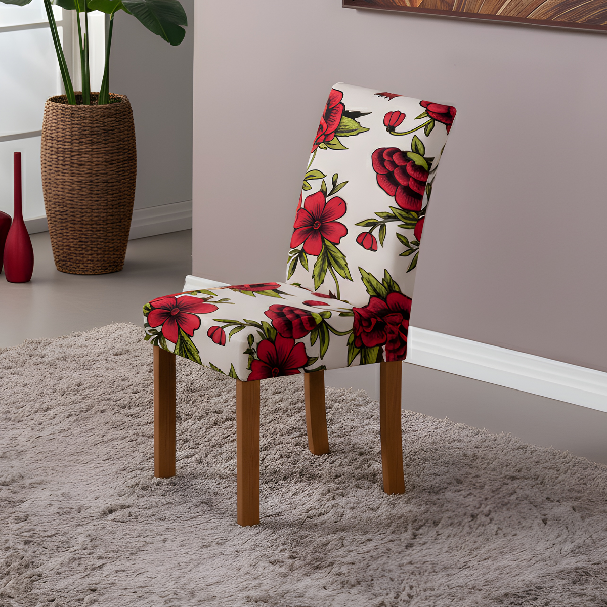 Capa para Cadeira de Jantar com Elástico Roseiral