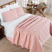 Cobre Leito Arcos King 3 Peças Micropercal 200 Fios Matelado Rosa