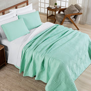 Cobre Leito Arcos King 3 Peças Micropercal 200 Fios Matelado Verde