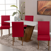 Kit 06 Capas para Cadeira de Jantar com Elástico Vermelho